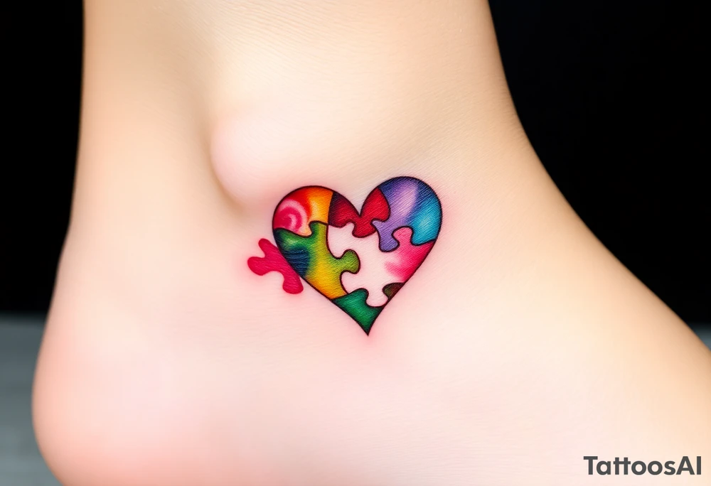 autism heart puzzle shape symbol tattoo idea