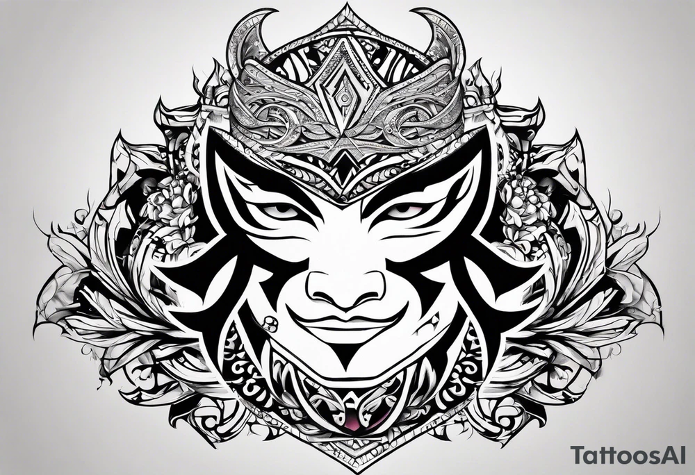 the letters A R in the middle of a ninja headband tattoo idea