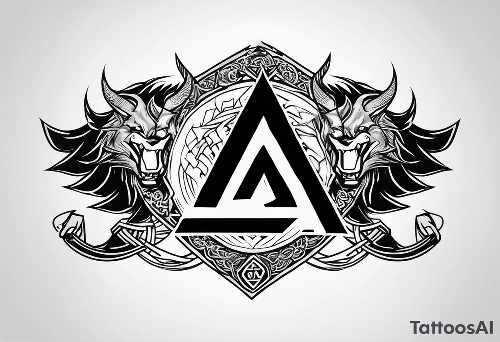 Valhalla sword shield axe Valknut dragon lion tattoo idea Valhalla sword shield axe Valknut dragon lion tattoo idea