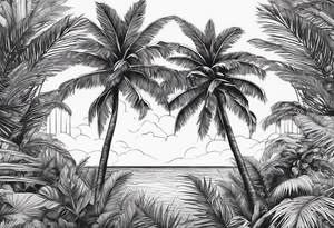 palm tree but switch leaves with human palms tattoo idea