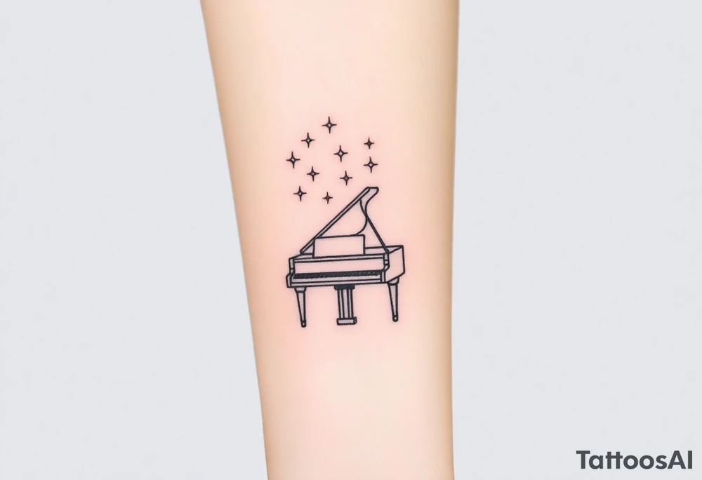grand piano under stars tattoo idea