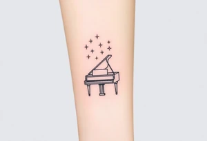 grand piano under stars tattoo idea