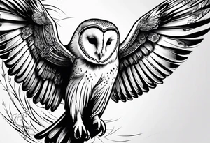 barn owl descending on prey tattoo idea