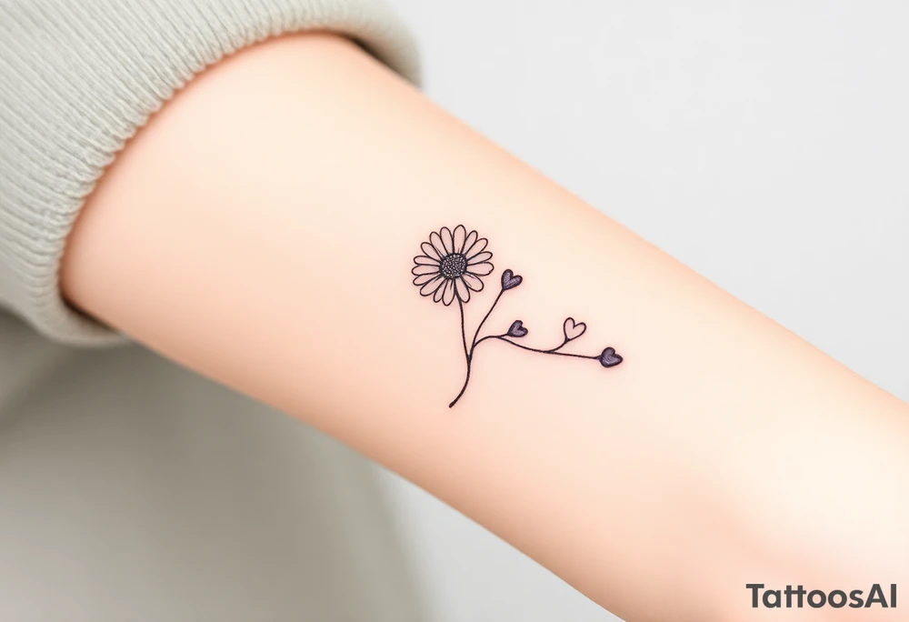 Yellow daisy & Purple Hearts tattoo idea