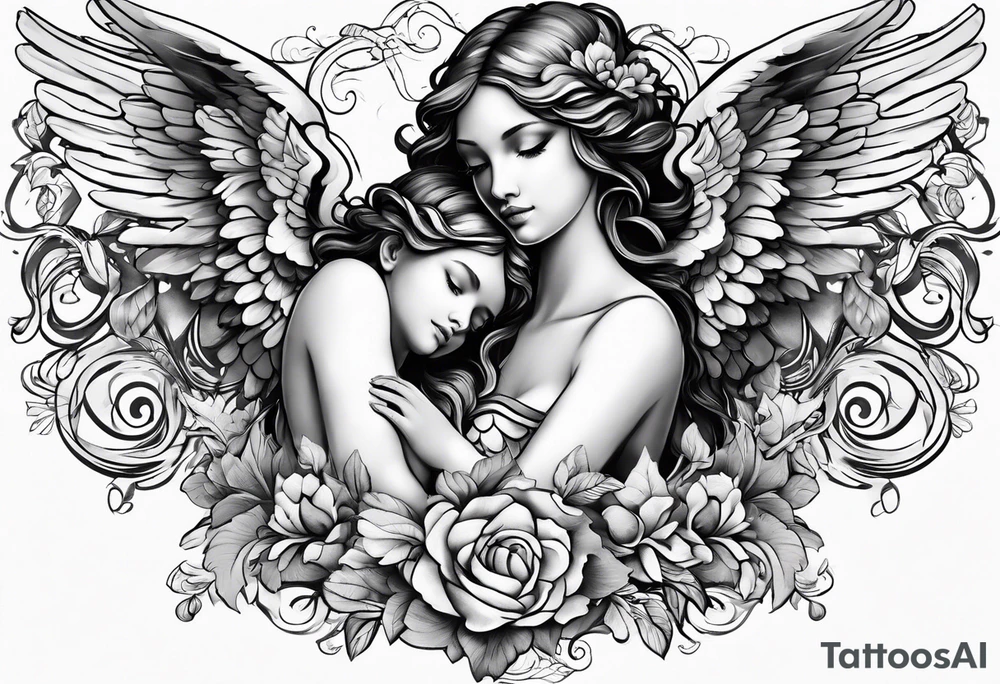 small angels with clouds in the background tattoo idea small angels with clouds in the background tattoo idea