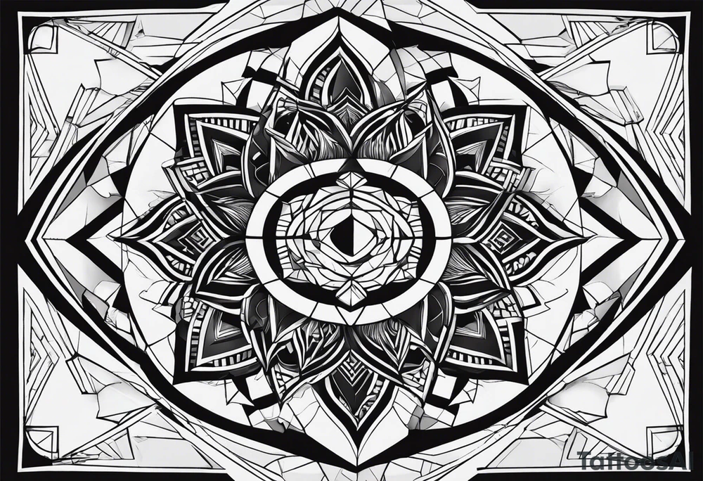 geometrik olarak yarısı kartal yarısı kurt bir çizim tattoo idea