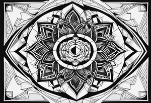 geometrik olarak yarısı kartal yarısı kurt bir çizim tattoo idea