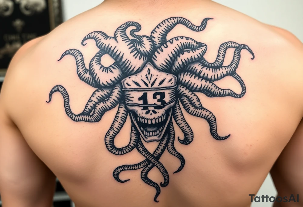 powerful majestic medusa. Simple but intricate. The number 13 somewhere in the tattoo. The eyes covered or taped. Throw a little virgo in there tattoo idea
