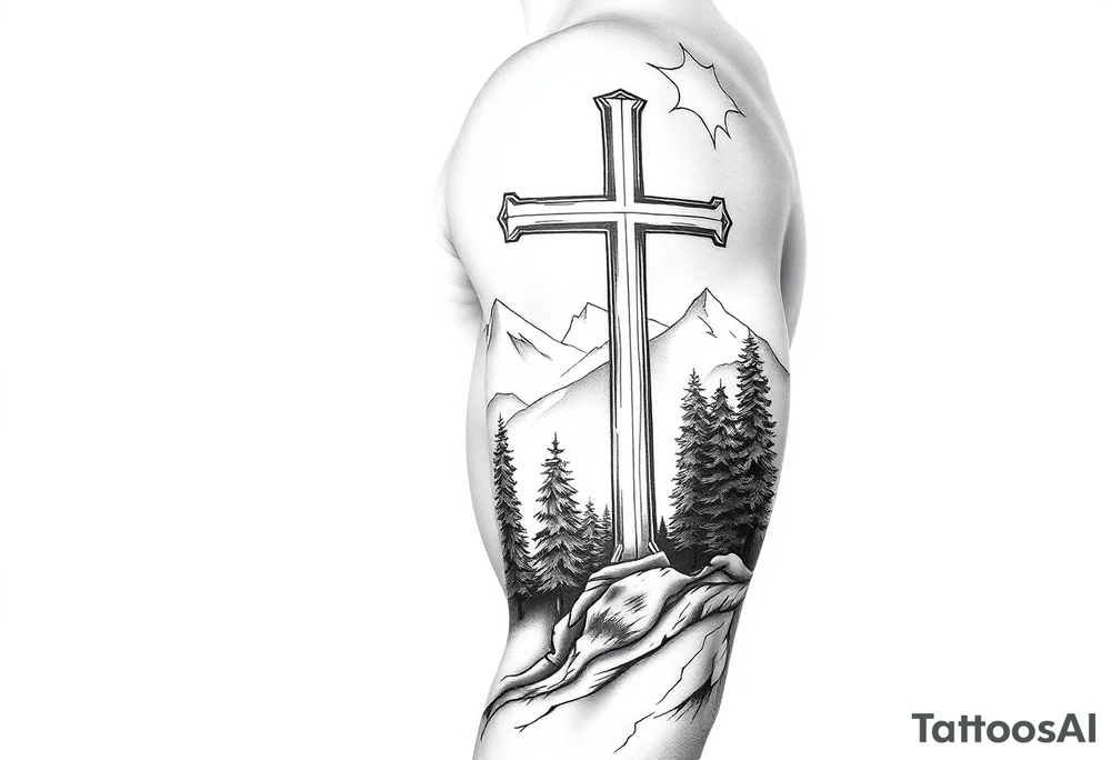 russian orthodox cross in a light forrest mountainous setting tattoo idea russian orthodox cross in a light forrest mountainous setting tattoo idea