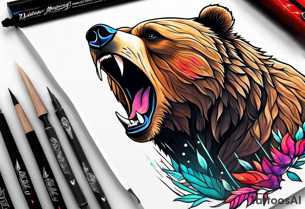 Climbing grizzly bear tattoo tattoo idea