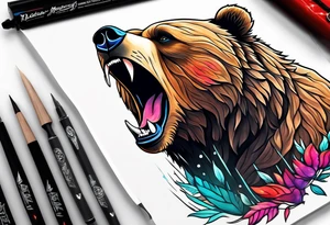 Climbing grizzly bear tattoo tattoo idea