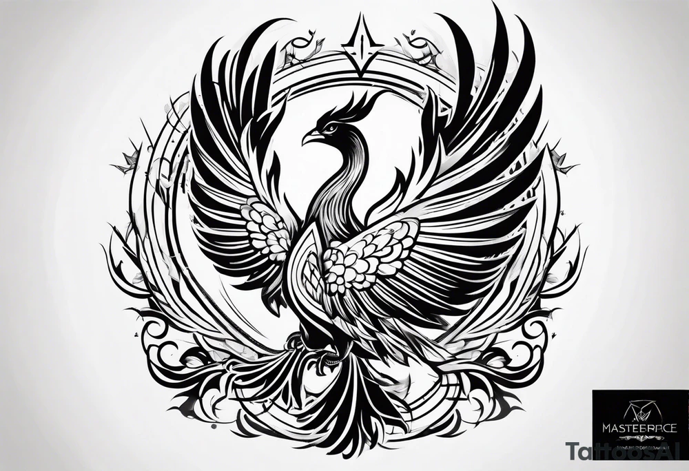 phoenix engraving tattoo idea