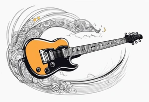 electric guitar with electric wave coming out of cable plug tattoo idea