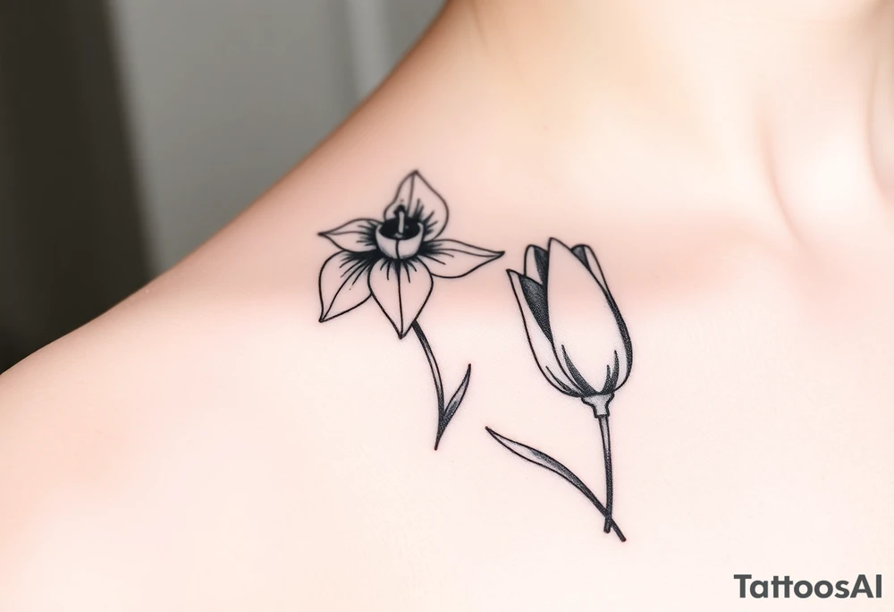 Daffodil and Tulip tattoo idea
