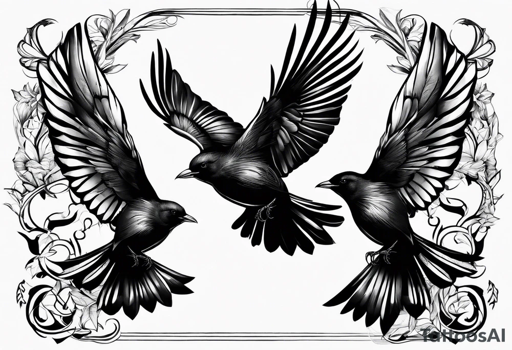 3 blackbirds in flight tattoo idea