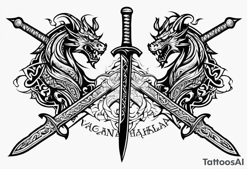Valhalla  dragon sword tattoo idea