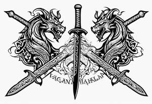 Valhalla  dragon sword tattoo idea