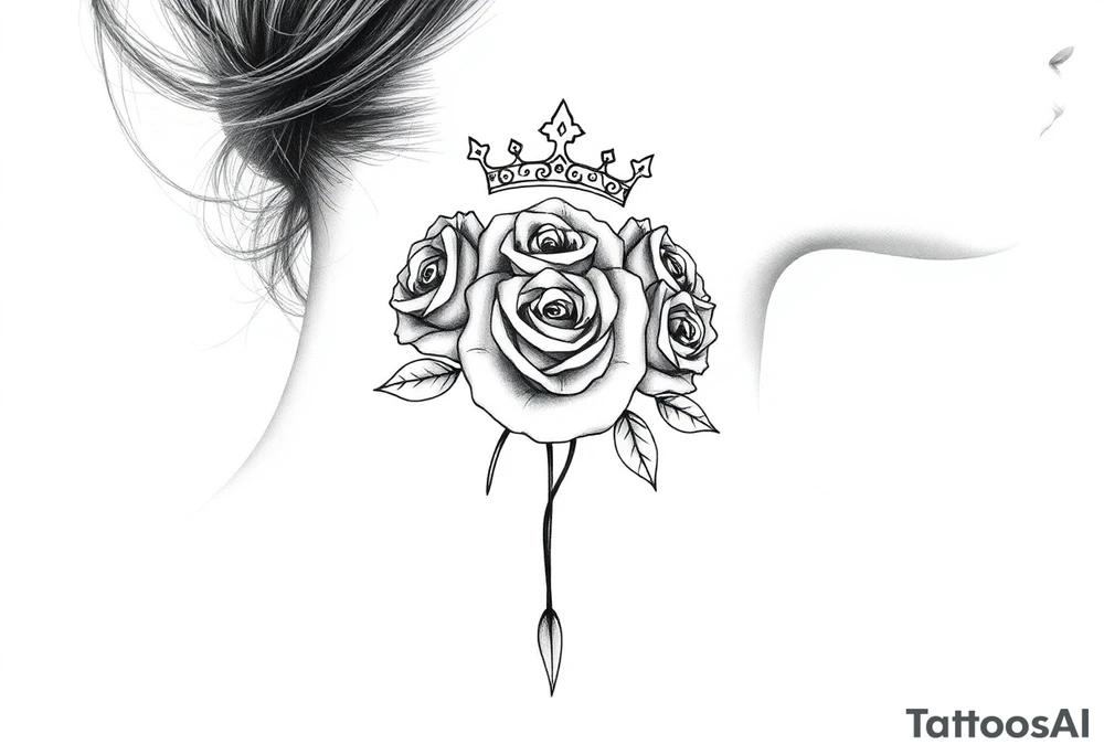 Roses with a crown tattoo idea