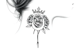 Roses with a crown tattoo idea