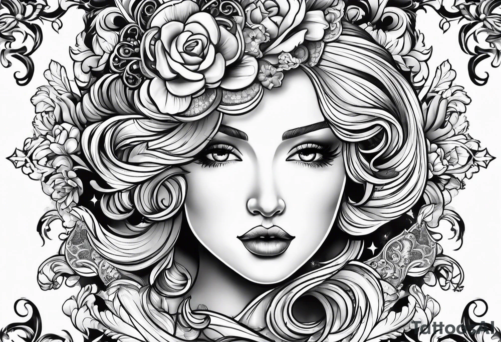baroque vector tattoo idea