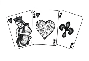 (Queen of hearts, 2 of hearts and 4 of hearts) playing cards tattoo idea