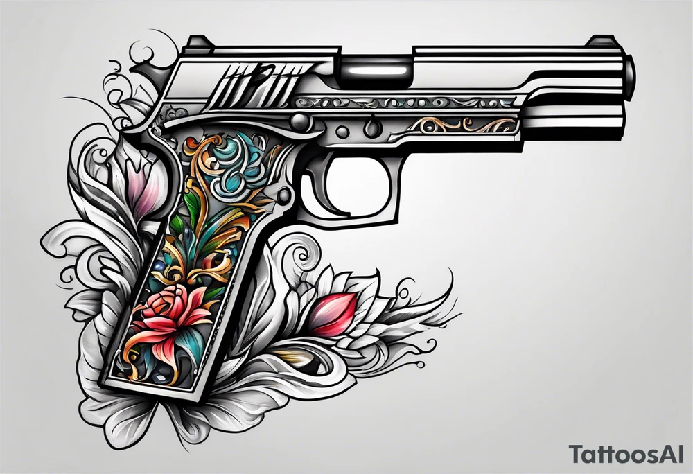 The letters AR with a pistol on each side tattoo idea