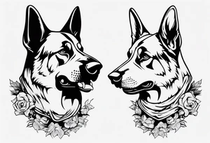 Teethy side profile German shepherd dog tattoo idea