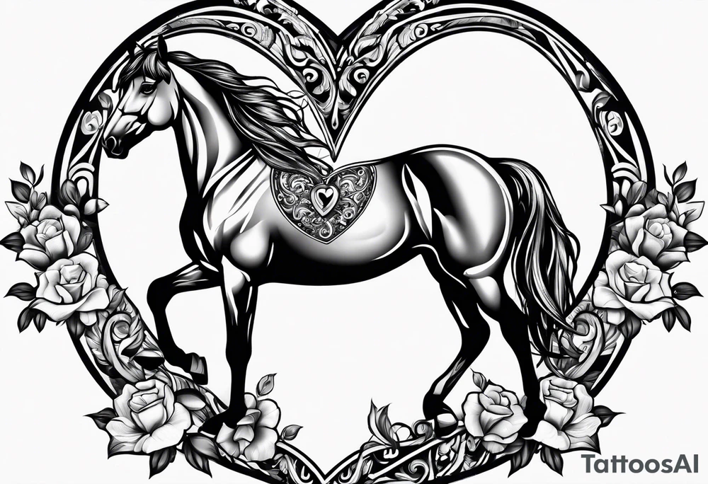 heart with horse tattoo idea