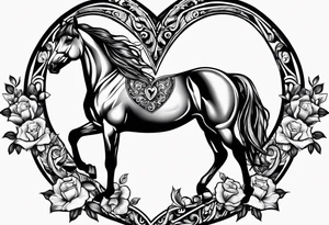 heart with horse tattoo idea