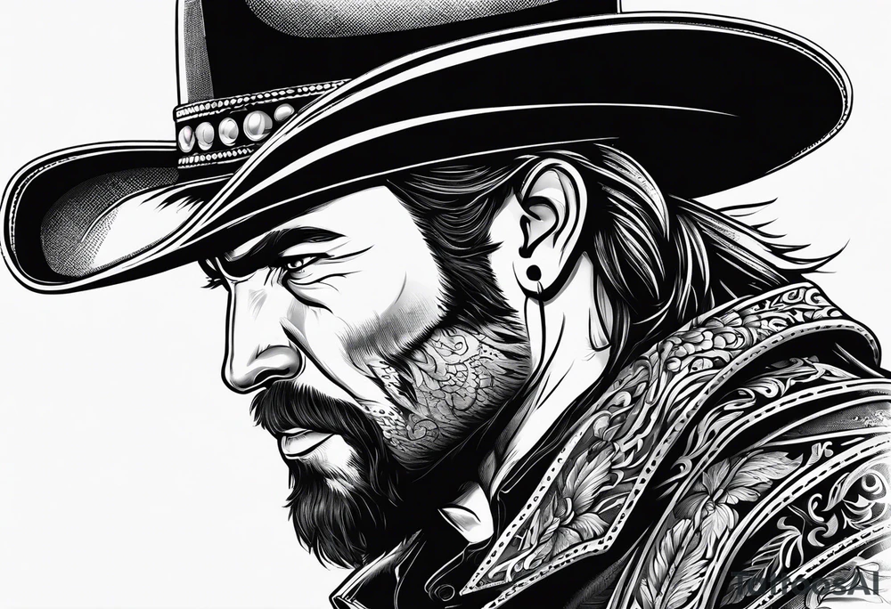 western cowboy tattoo idea