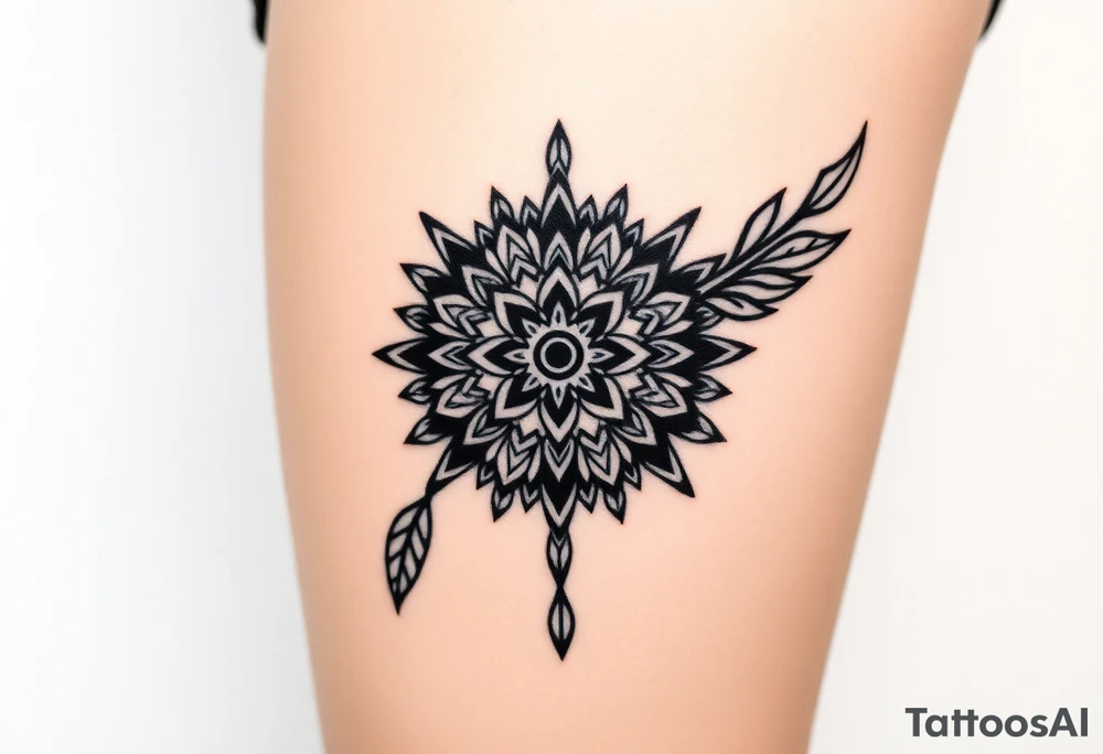 spiritual feather indian mandala shaman tattoo idea