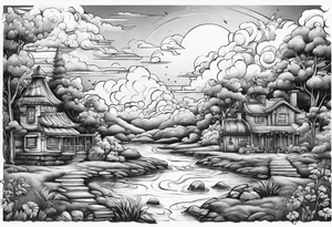 The FIrst Time Words blended in with some clouds tattoo idea