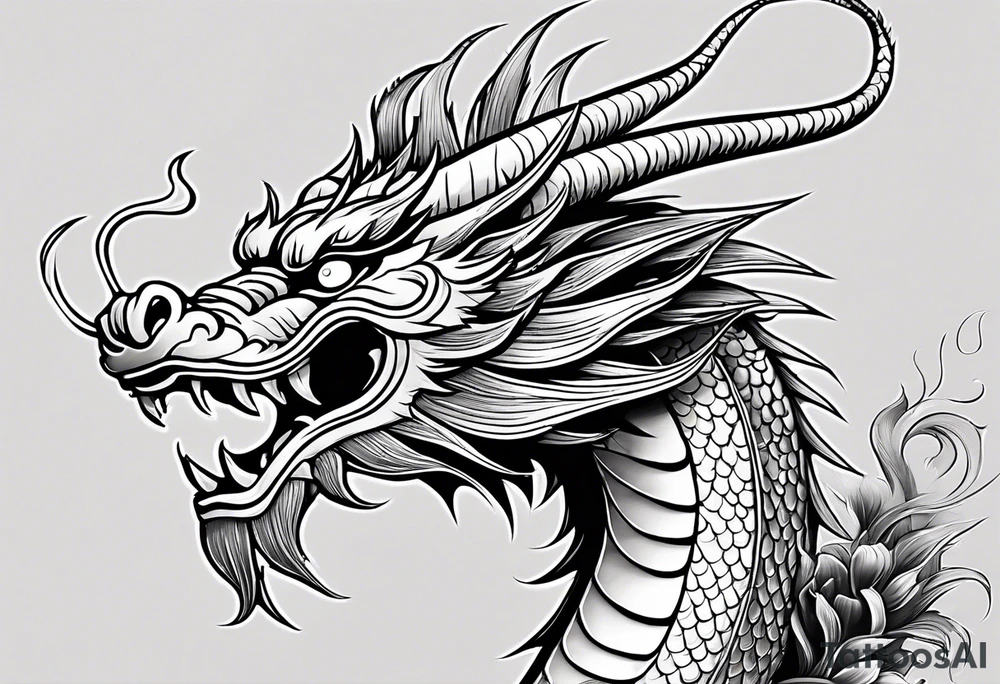 Only the head of a chinese dragon, facing right, small tattoo idea