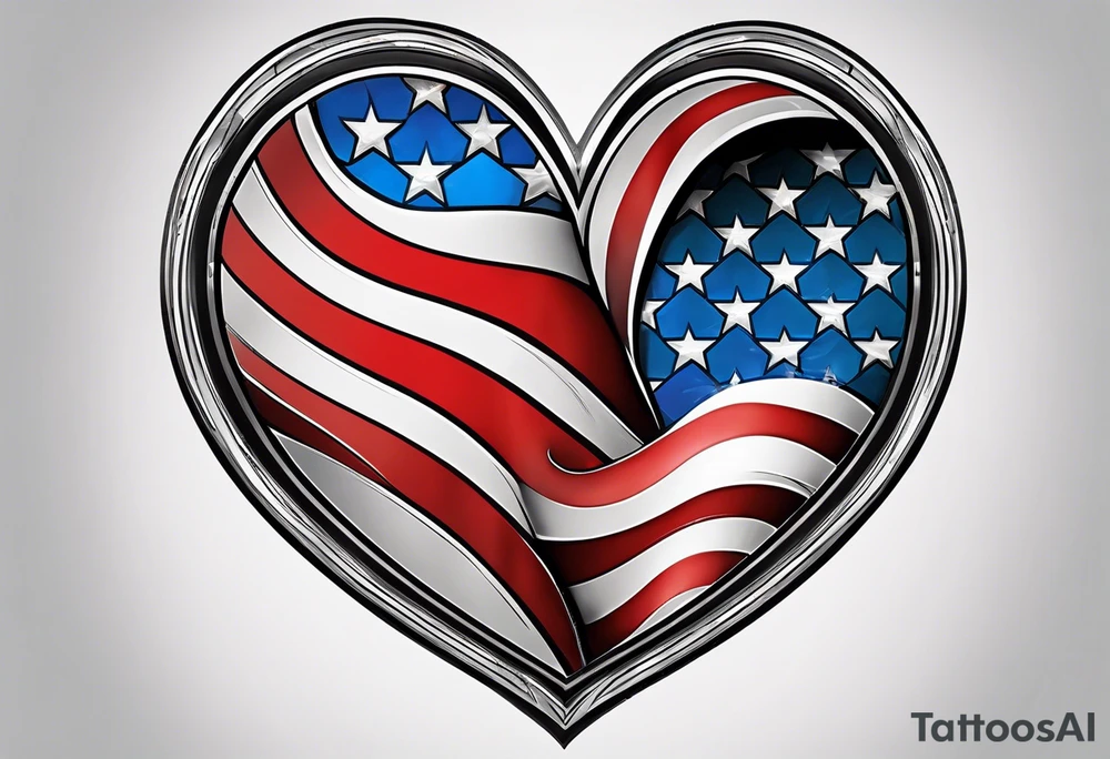 American flag in heart tattoo idea