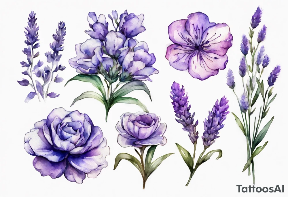 Dupla exposição de flores de lavanda com a medalha de são bento, para tatuagem, arte em aquarela. tattoo idea
