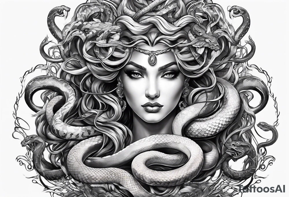 Medusa with snakes for hair tattoo idea