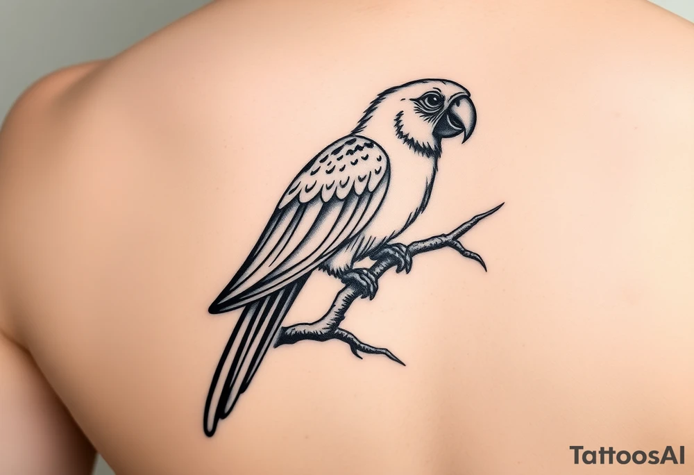 I want a tattoo with a parrot sitting on a tree tattoo idea