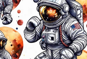 Astronaut with boxing gloves tattoo idea