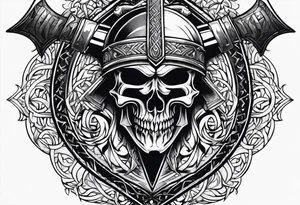 Valhalla sword shield axe tattoo idea