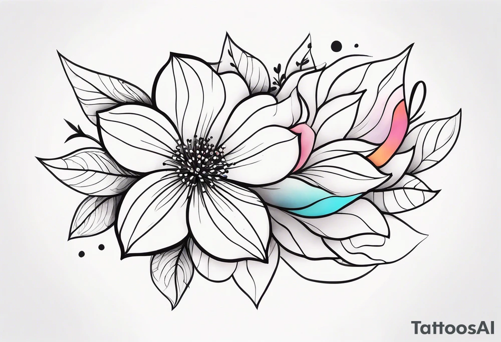 Colorful flower half arm sleeve tattoo idea