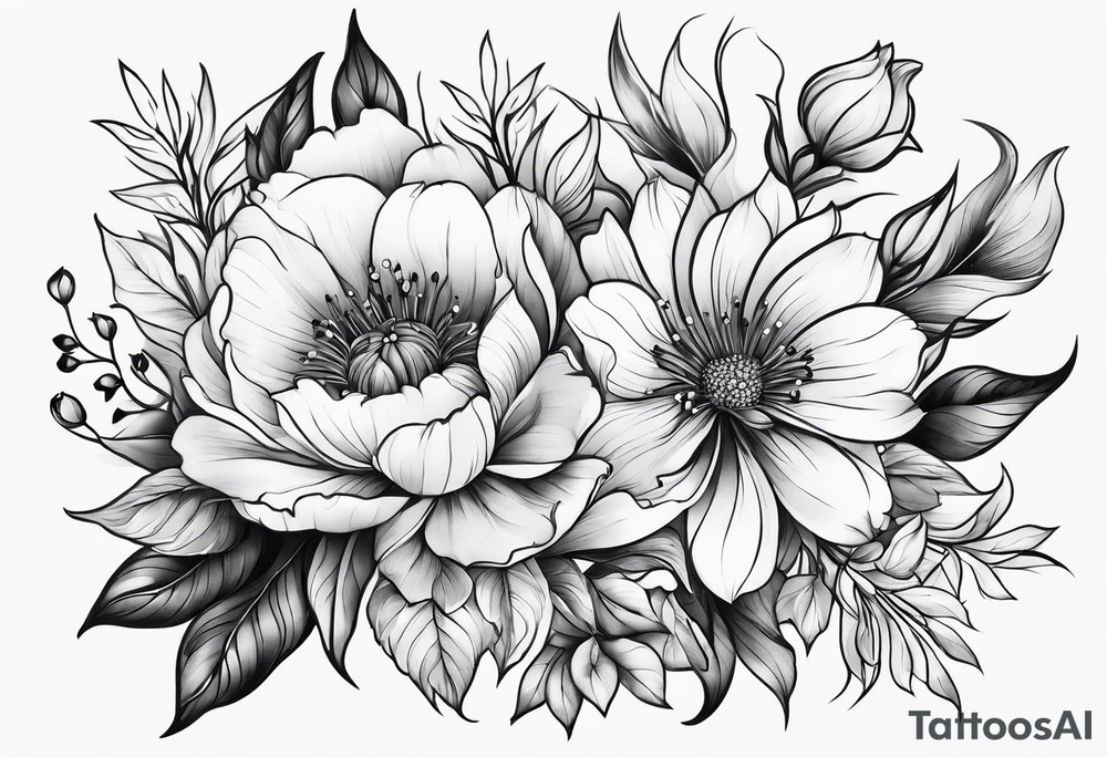 Feminine flowers tattoo idea