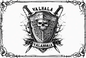Valhalla sword shield barb wire tattoo idea