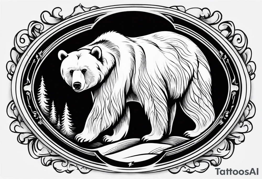 mother bear and cub simple inside oval tattoo idea mother bear and cub simple inside oval tattoo idea