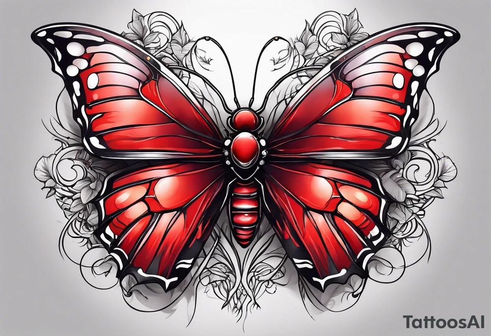 red butterfly spider dreamy tattoo idea