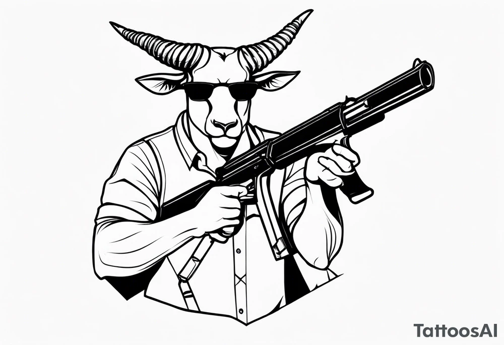 capricorn man with sunglasses and gun tattoo idea