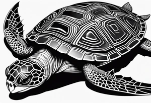 Full leg sleeve turtle geometric tattoo idea