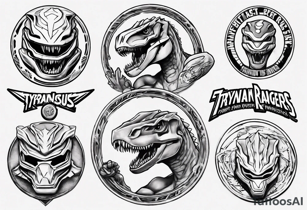 mighty morphin power rangers tyrannosaurus power coin and the word Christopher tattoo idea