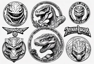 mighty morphin power rangers tyrannosaurus power coin and the word Christopher tattoo idea