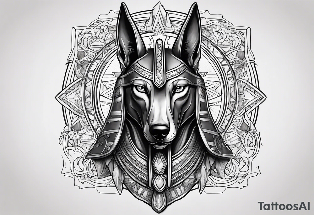 Realistic anubis tattoo idea