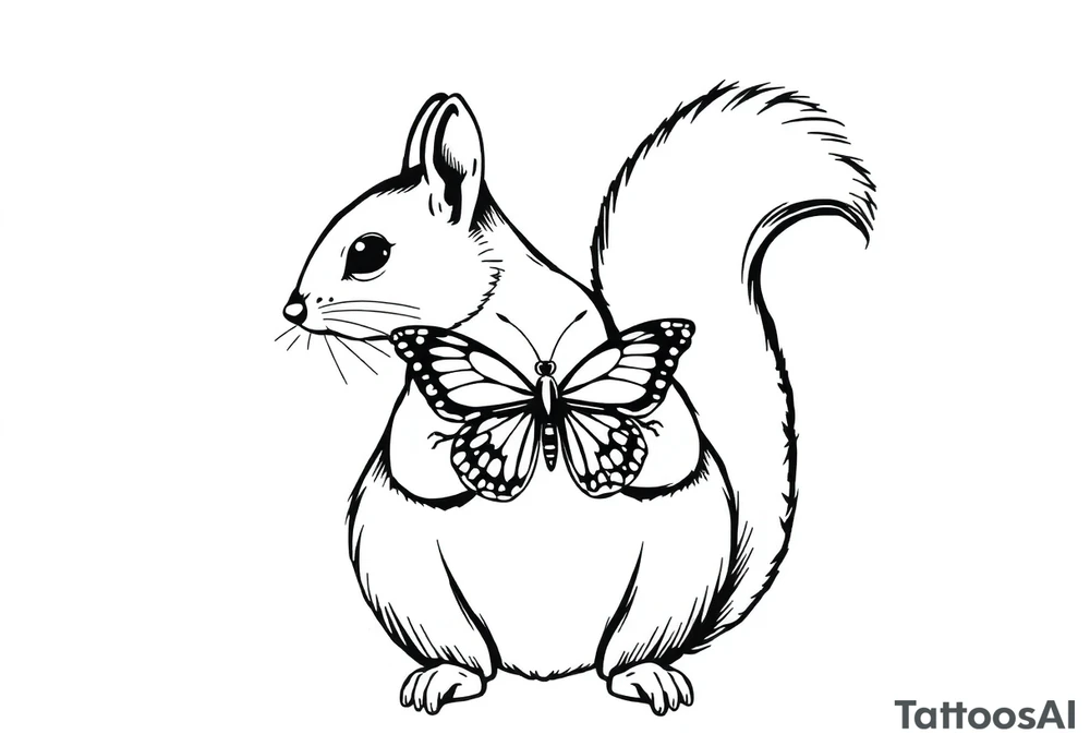 A Squirrel with a butterfly in hands tattoo idea